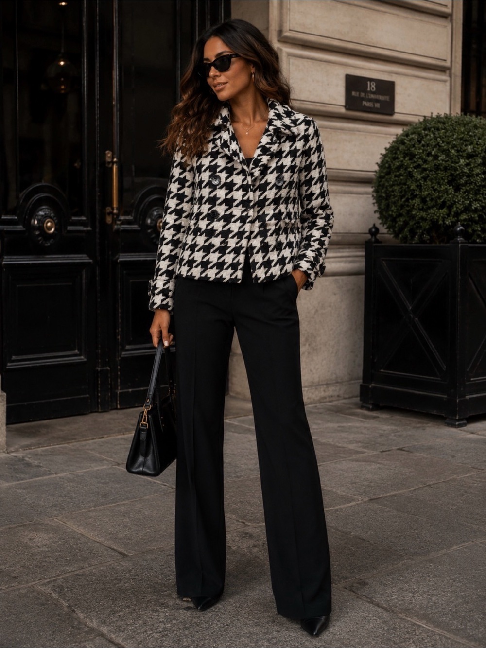 Dereon Black & White Houndstooth Jacket Size Small